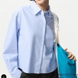 Uniqlo Light Blue Striped Button Down Shirt